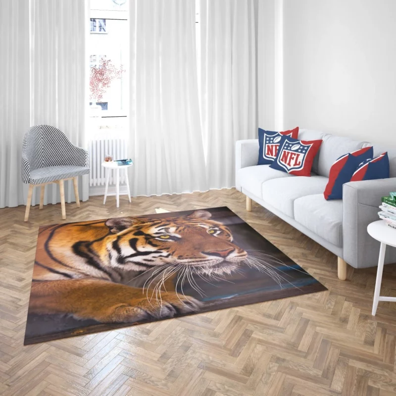 Snowy Tiger Enigmatic Gaze Wilderness Majesty Rug 2