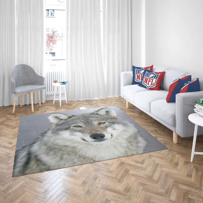 Snowy Wolf Majesty Arctic Wilderness Rug 2