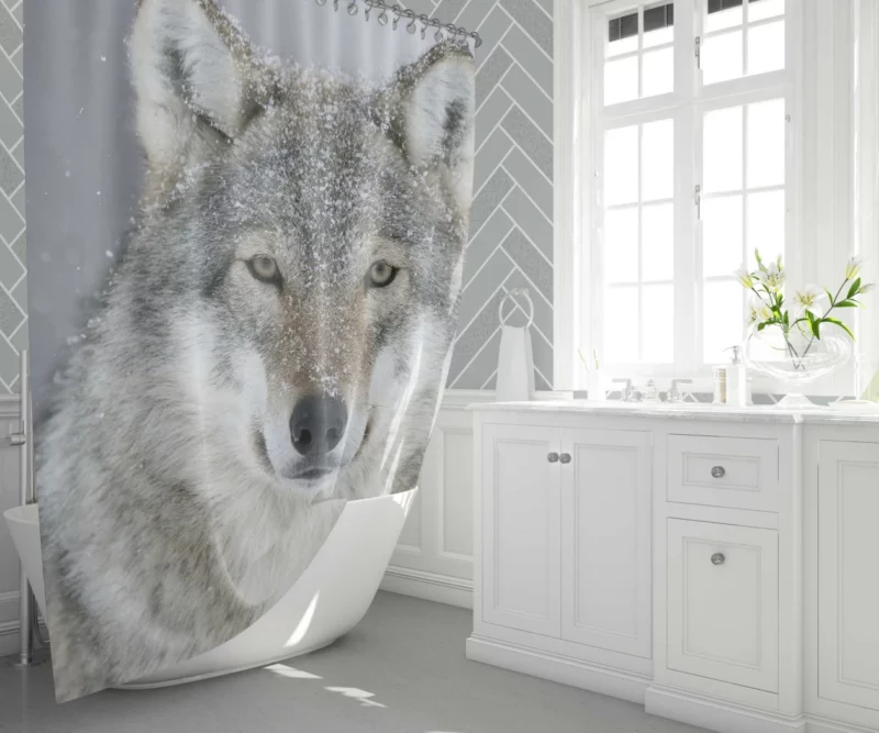 Snowy Wolf Majesty Arctic Wilderness Shower Curtain 1