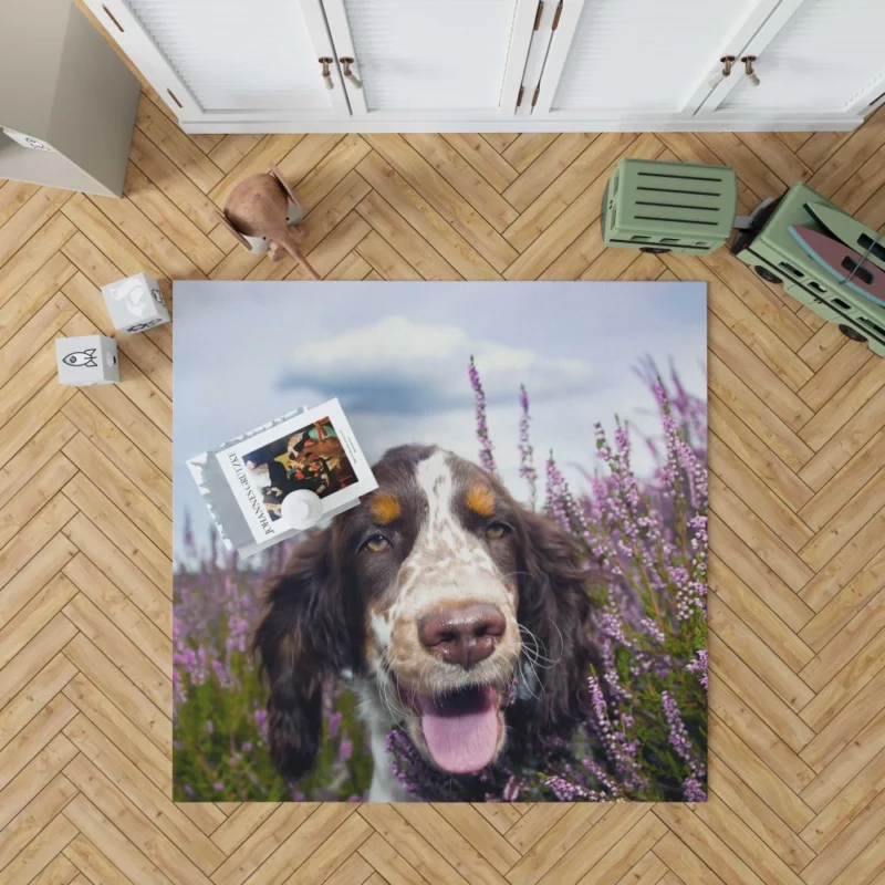 Spaniel Lavender Charm Floral Beauty Rug