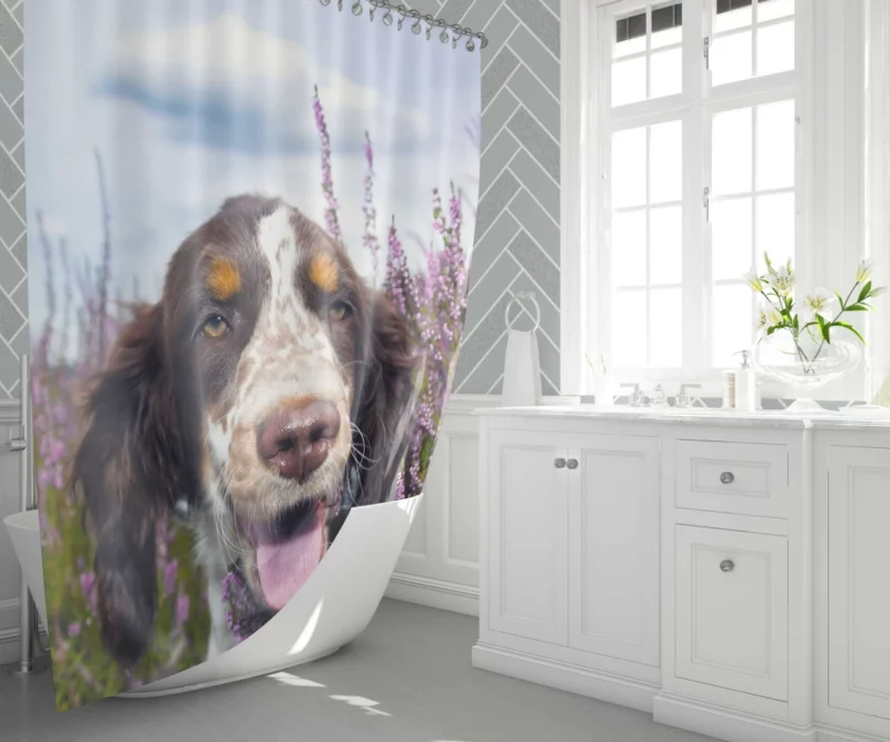 Spaniel Lavender Charm Floral Beauty Shower Curtain 1