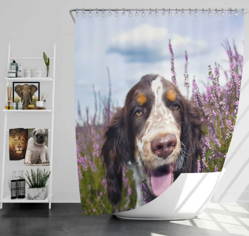 Spaniel Lavender Charm Floral Beauty Shower Curtain