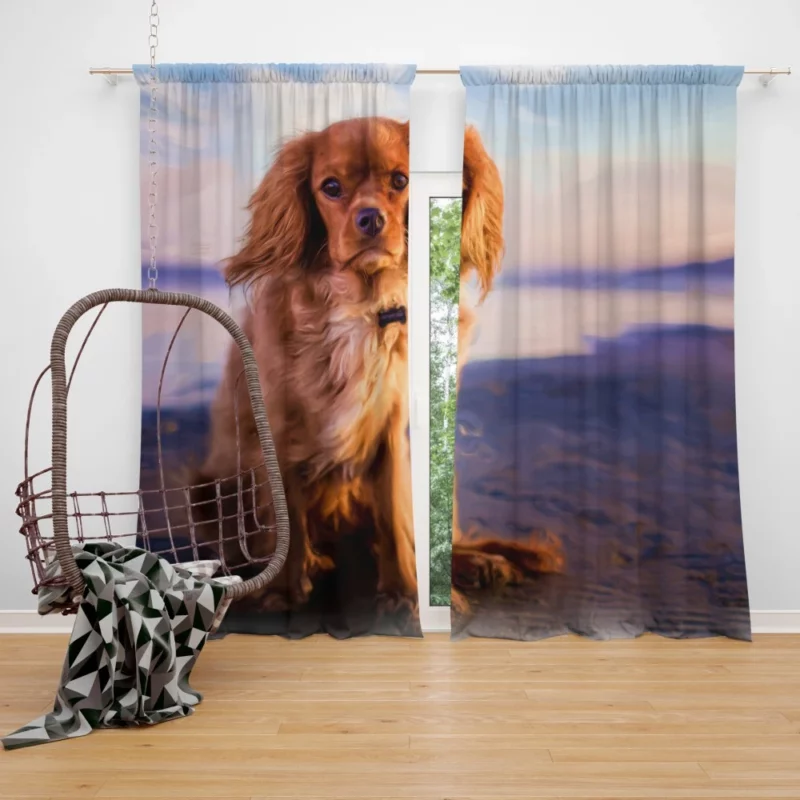 Spaniel in Oil Paint Filter Furry Artistry Curtain