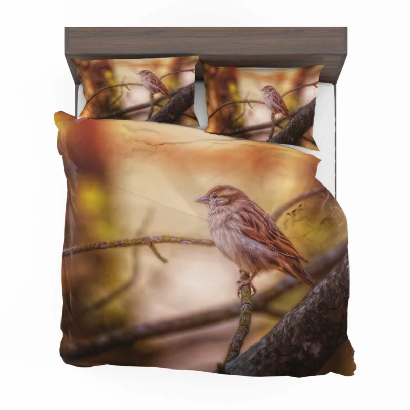 Sparrow Branch Perch Avian Blur Bedding Set 1