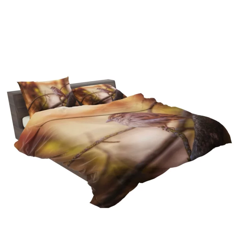 Sparrow Branch Perch Avian Blur Bedding Set 2