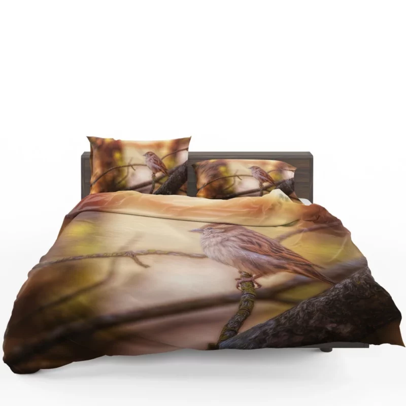 Sparrow Branch Perch Avian Blur Bedding Set