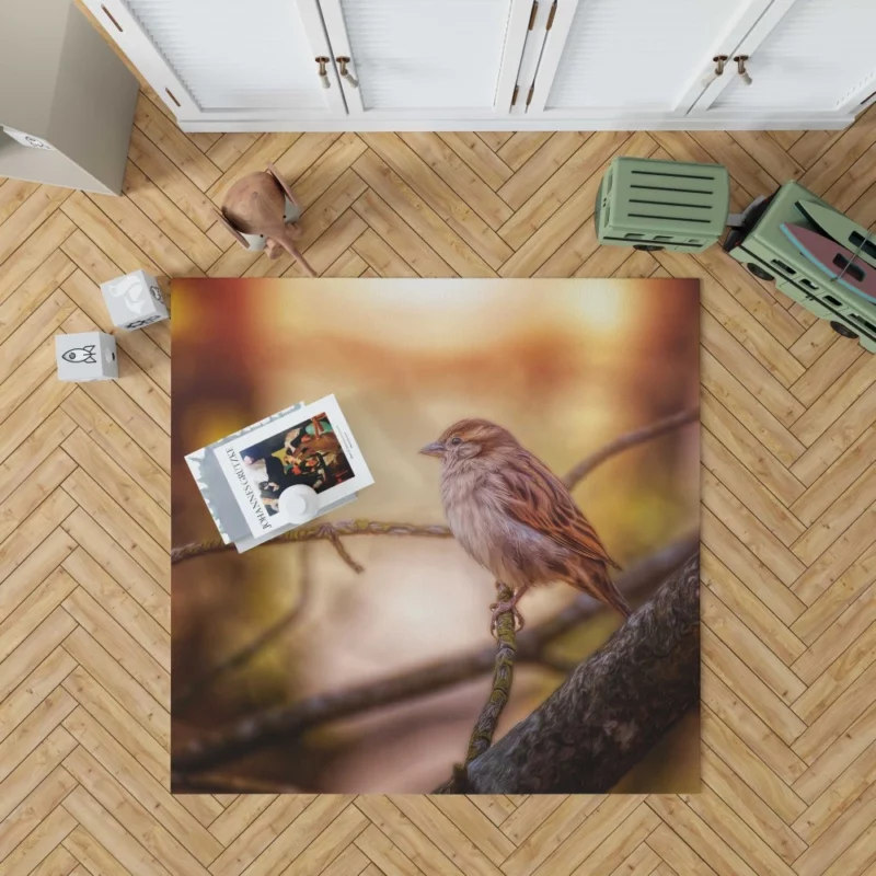 Sparrow Branch Perch Avian Blur Rug