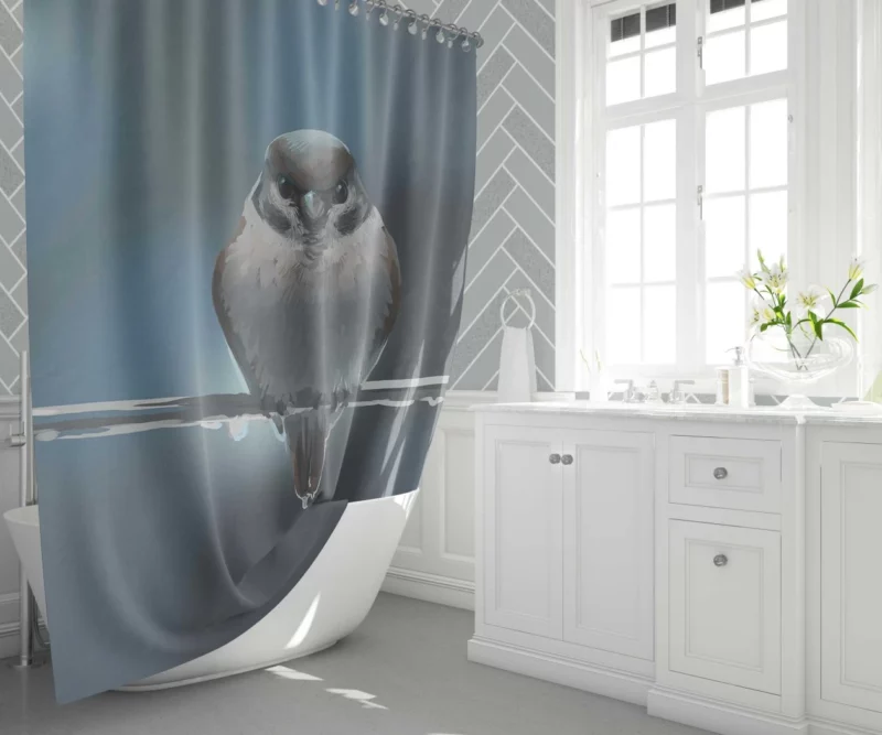 Sparrow Flitting Charm Feathered Visitor Shower Curtain 1