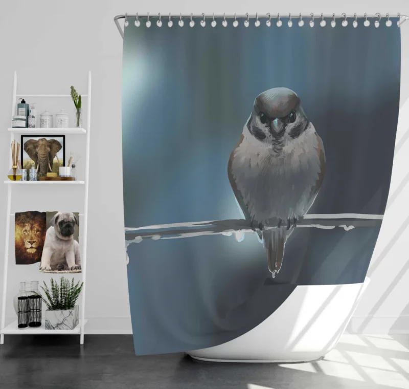 Sparrow Flitting Charm Feathered Visitor Shower Curtain