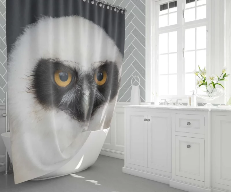 Spectacled Owl Chick Curious Avian Youth Shower Curtain 1