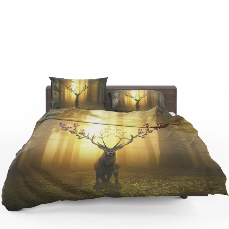 Spring Enchanted Deer in Forest Bedding Set