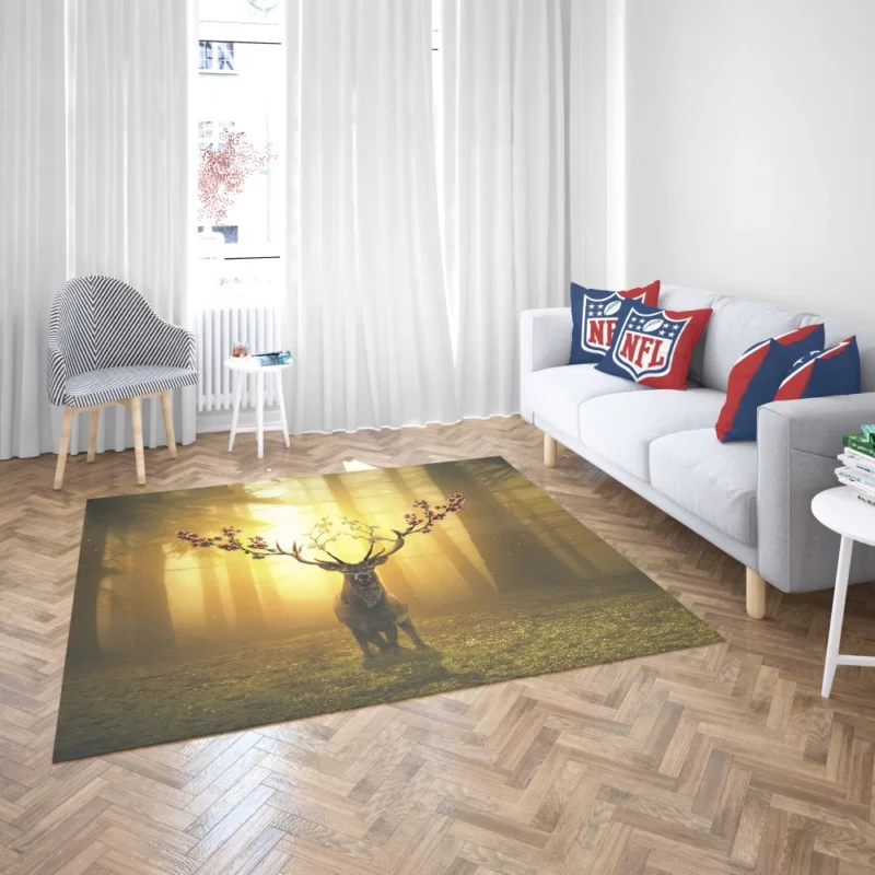 Spring Enchanted Deer in Forest Rug 2