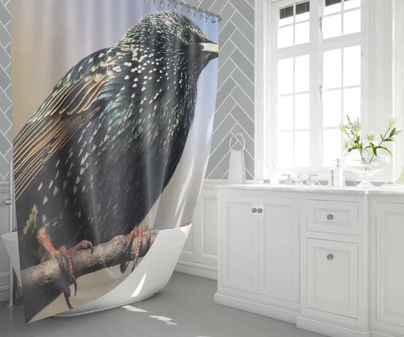 Starling Intricate Plumage Aerial Wonder Shower Curtain 1