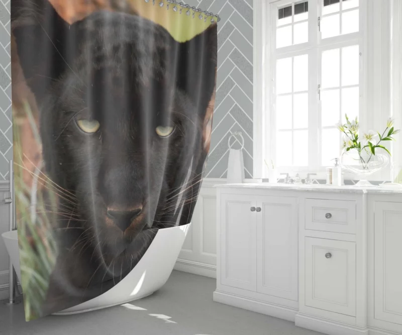 Stealthy Majesty Black Panther Aura Shower Curtain 1