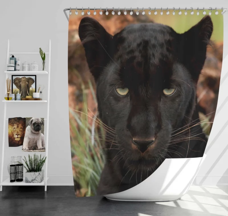 Stealthy Majesty Black Panther Aura Shower Curtain