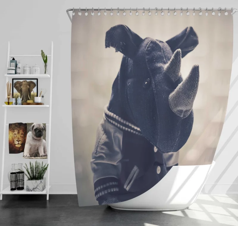 Stuffed Rhino Majestic Plush Wonder Shower Curtain