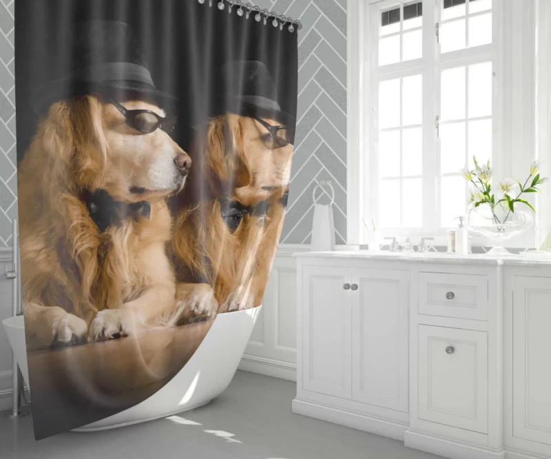 Stylish Retriever Humor Shower Curtain 1