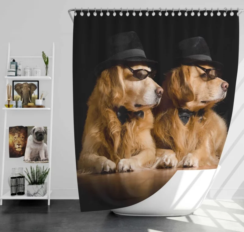 Stylish Retriever Humor Shower Curtain