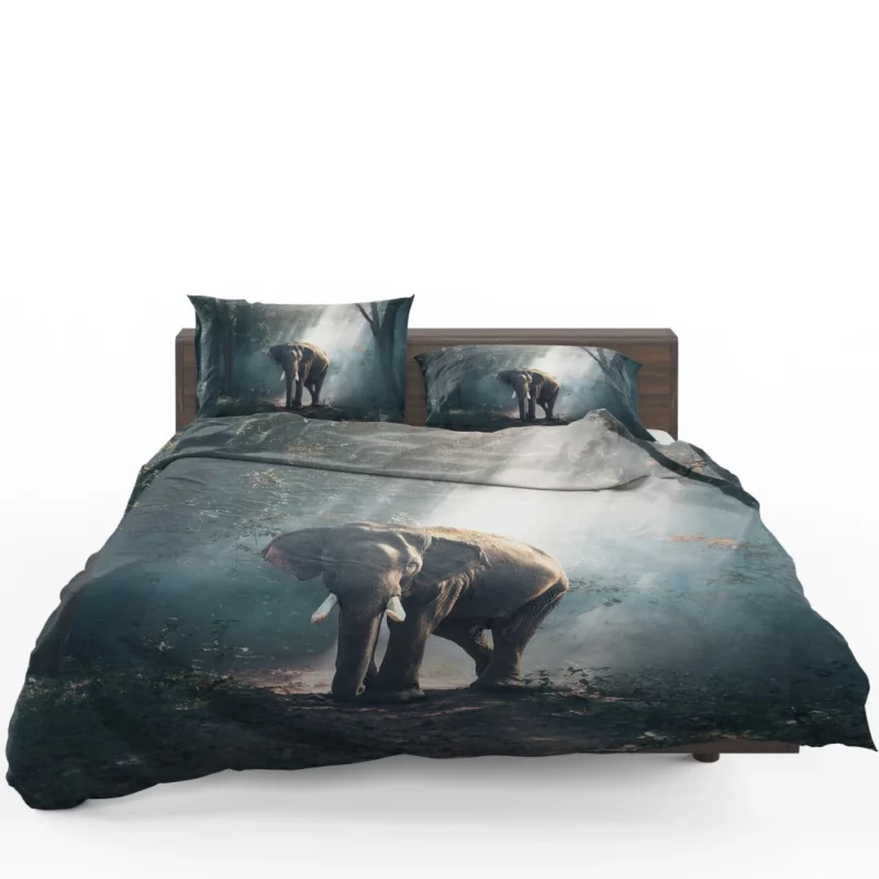 Sunbeam-Kissed Asian Elephant Majestic Wonder Bedding Set