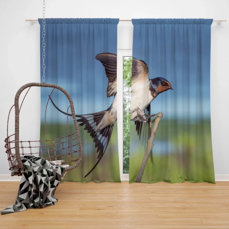 Swallow Aerial Dance Whimsical Flight Curtain