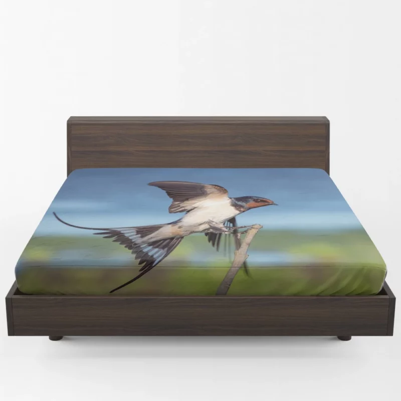 Swallow Aerial Dance Whimsical Flight Fitted Sheet