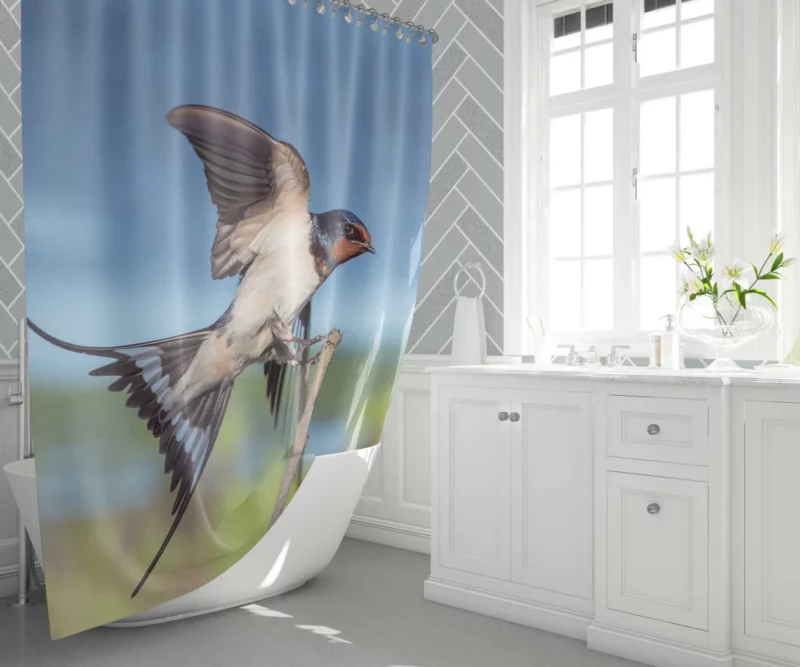 Swallow Aerial Dance Whimsical Flight Shower Curtain 1