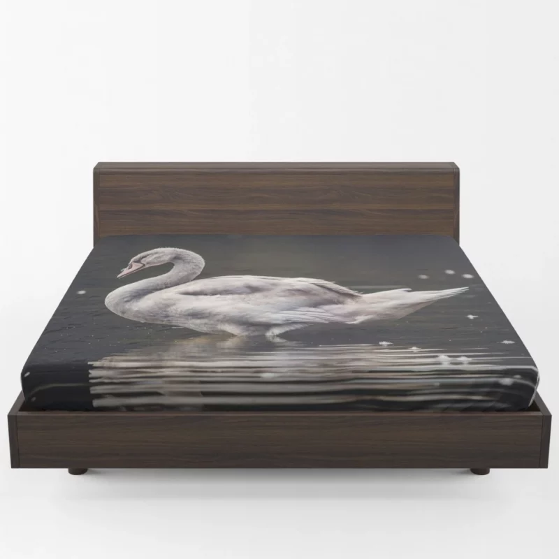 Swan Water Reflection Aquatic Serenity Fitted Sheet