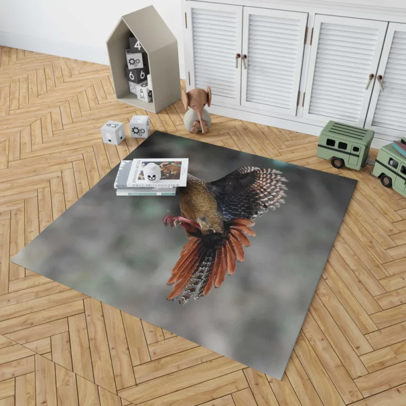 Swinhoe Pheasant Snowy Flight Wilderness Wonder Rug 1