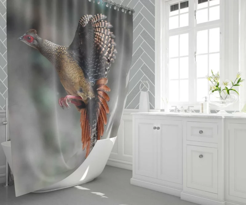 Swinhoe Pheasant Snowy Flight Wilderness Wonder Shower Curtain 1