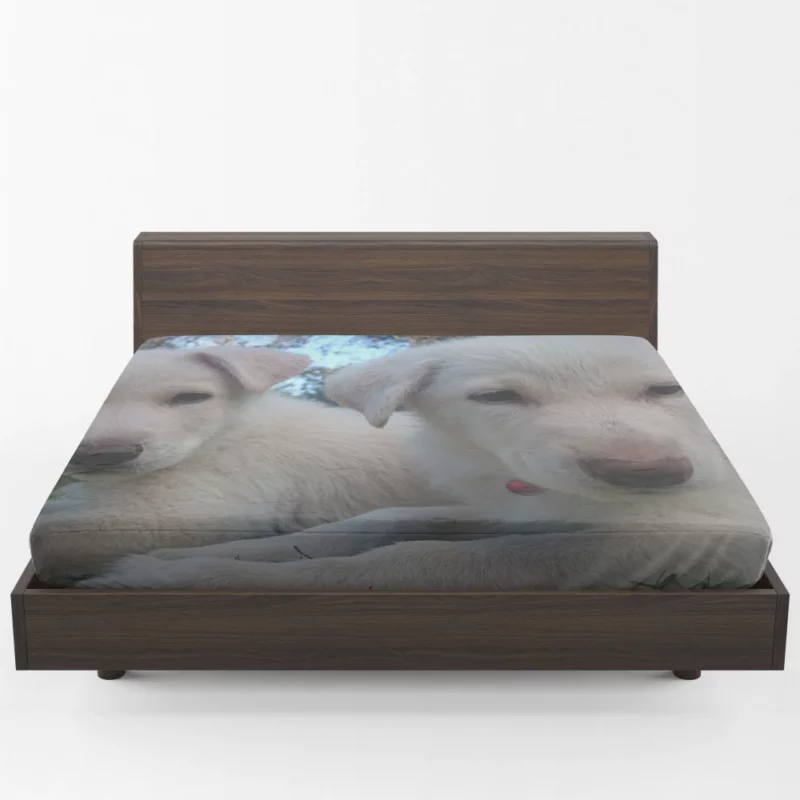 Swiss Shepherd Puppies Playful Companions Fitted Sheet