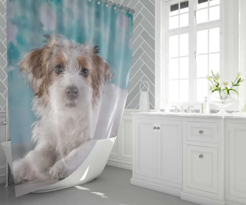 Terrier Playful Pose Furry Adventure Shower Curtain 1