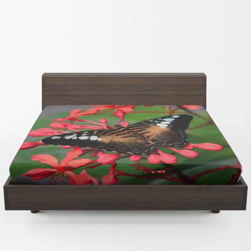 The Clipper Butterfly Red Floral Delight Fitted Sheet