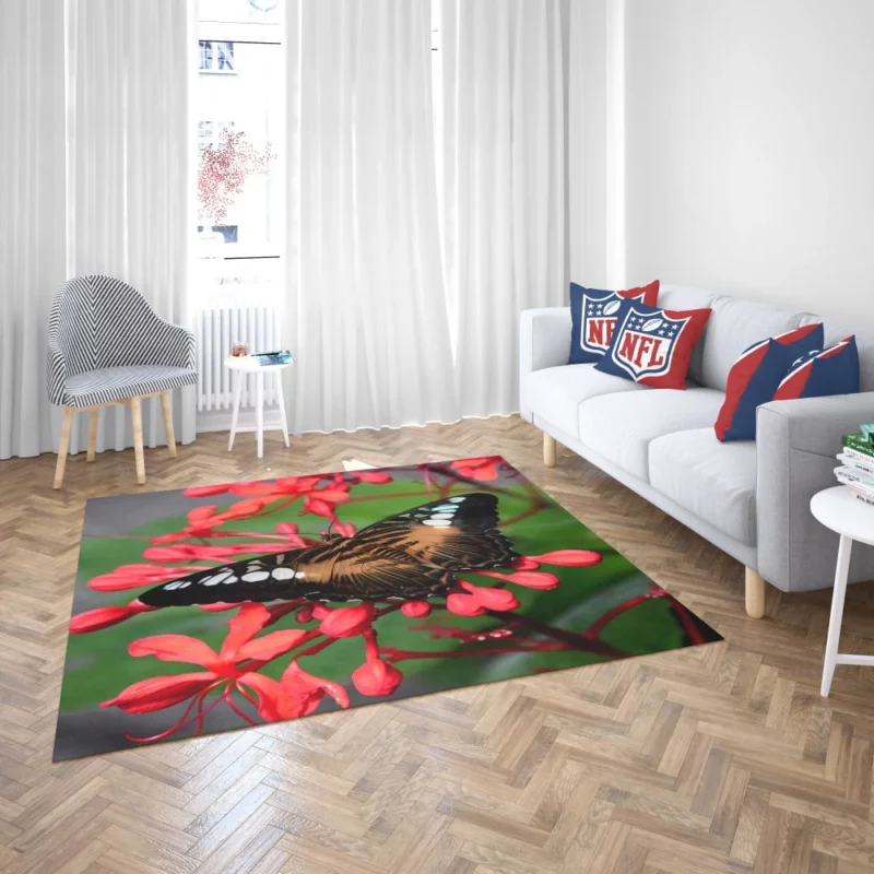 The Clipper Butterfly Red Floral Delight Rug 2