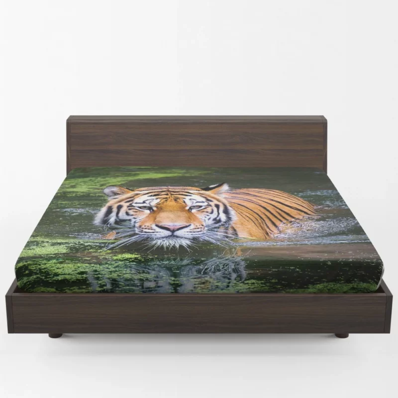 Tiger Aquatic Grace A Swim in Majesty Fitted Sheet