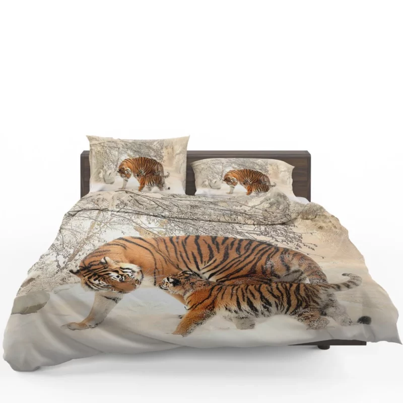 Tiger Cub Innocence in Snowy Bliss Bedding Set