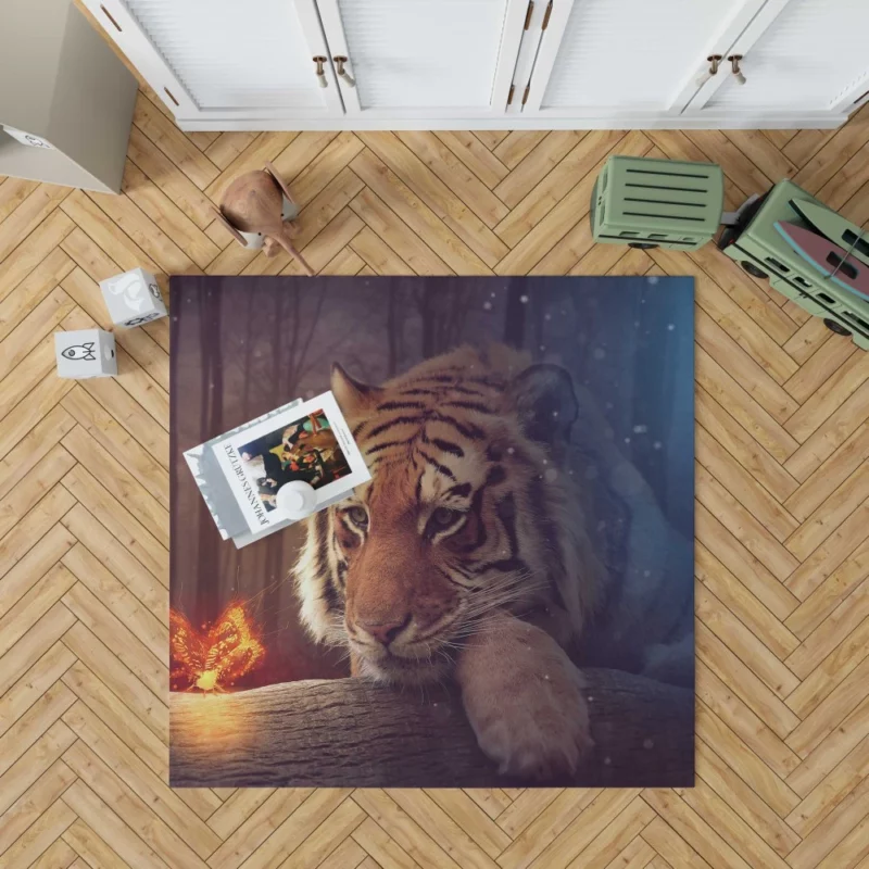 Tiger Fierce Gaze Untamed Majesty Rug