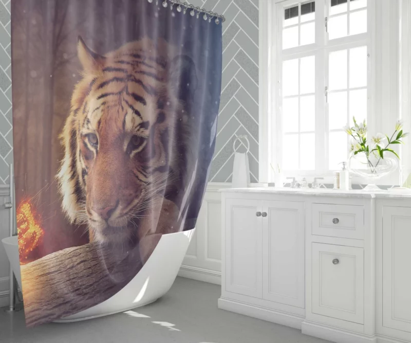 Tiger Fierce Gaze Untamed Majesty Shower Curtain 1