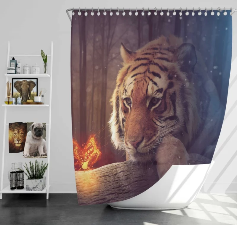 Tiger Fierce Gaze Untamed Majesty Shower Curtain