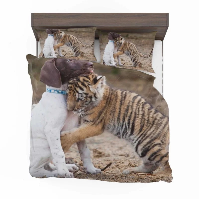 Tiger Hug with Loving Dog Furry Bonds Bedding Set 1