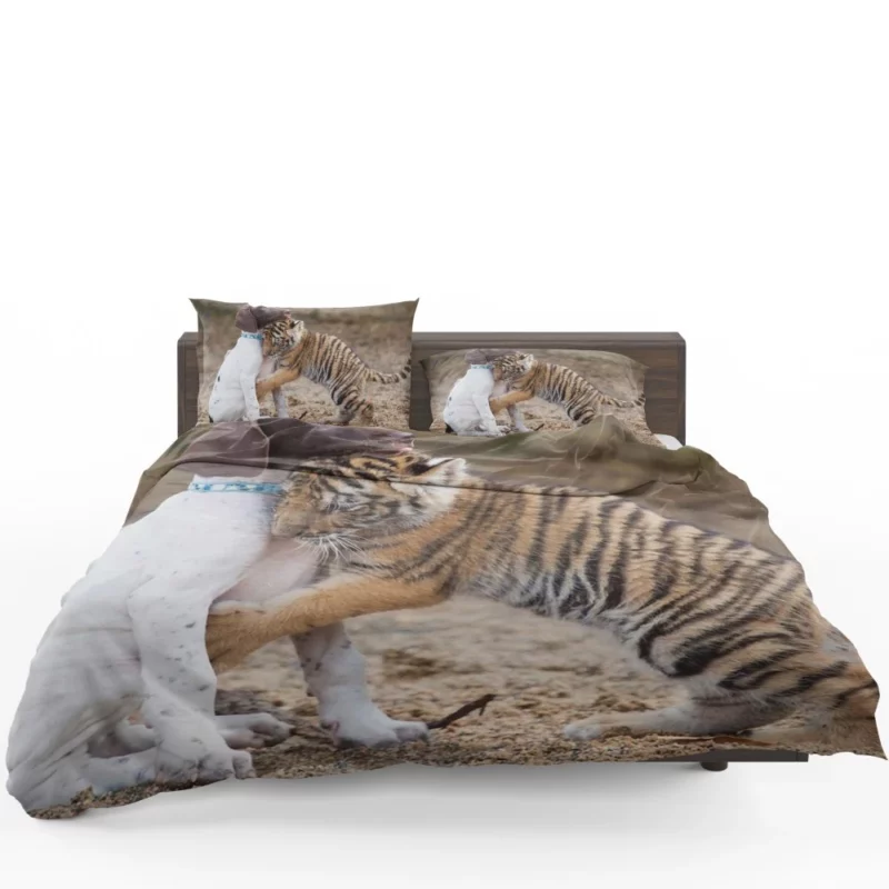 Tiger Hug with Loving Dog Furry Bonds Bedding Set