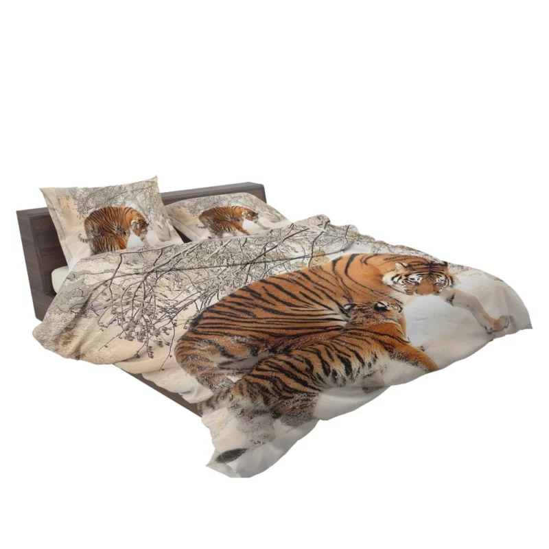 Tiger Playful Bond Family in Snow Bedding Set 2