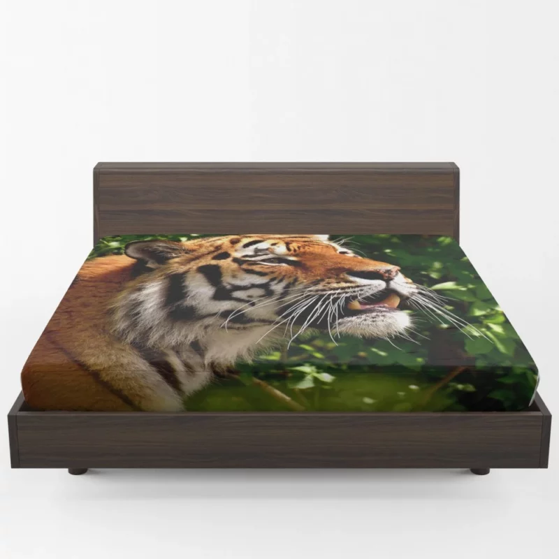 Tiger Stare Amidst Wilderness Fitted Sheet