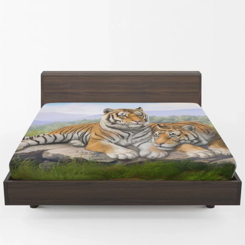 Tigers Fierce Gaze Wilderness Majesty Fitted Sheet