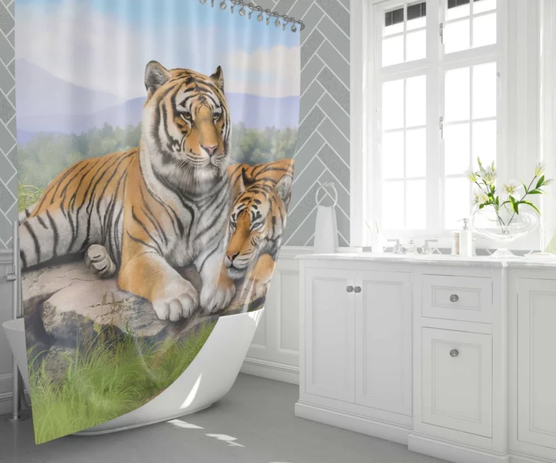 Tigers Fierce Gaze Wilderness Majesty Shower Curtain 1