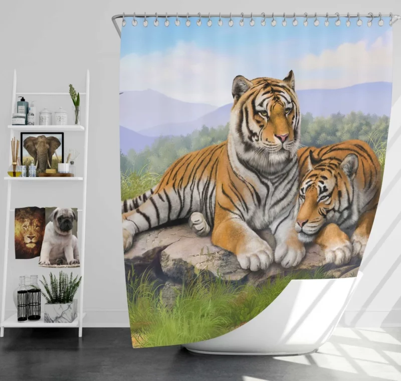 Tigers Fierce Gaze Wilderness Majesty Shower Curtain