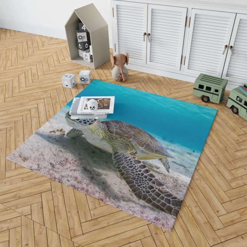 Turtle Underwater Adventure Sandy Realm Rug 1