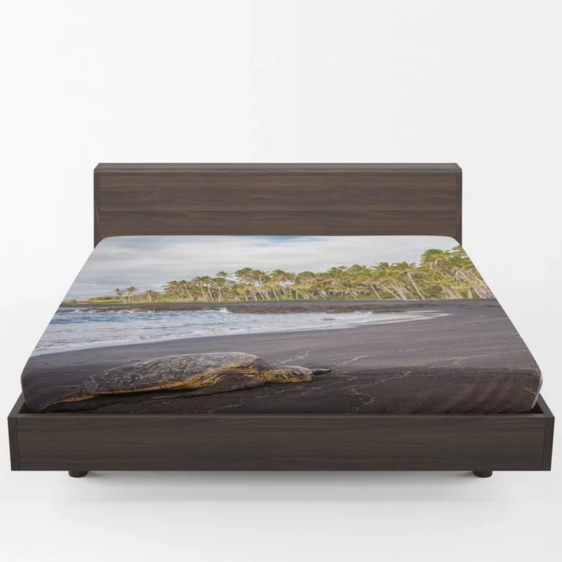 Turtle on Sandy Beach Coastal Beauty Fitted Sheet