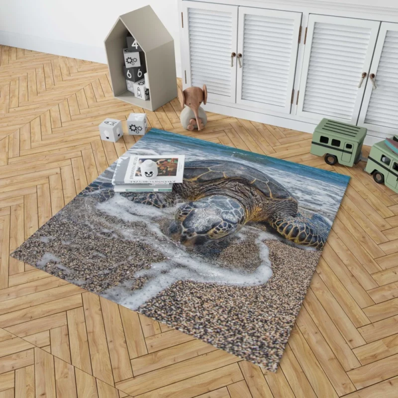 Turtle on the Beach Aquatic Delight Rug 1