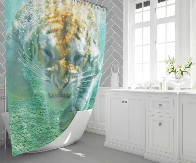 Underwater Tiger Majestic Swim Shower Curtain 1