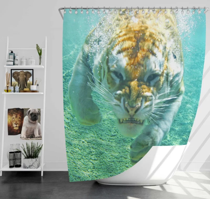 Underwater Tiger Majestic Swim Shower Curtain